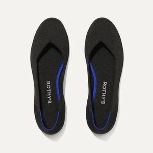 Rothy's The Loafer Black Solid Knit Fabric Slip On Casual Flats